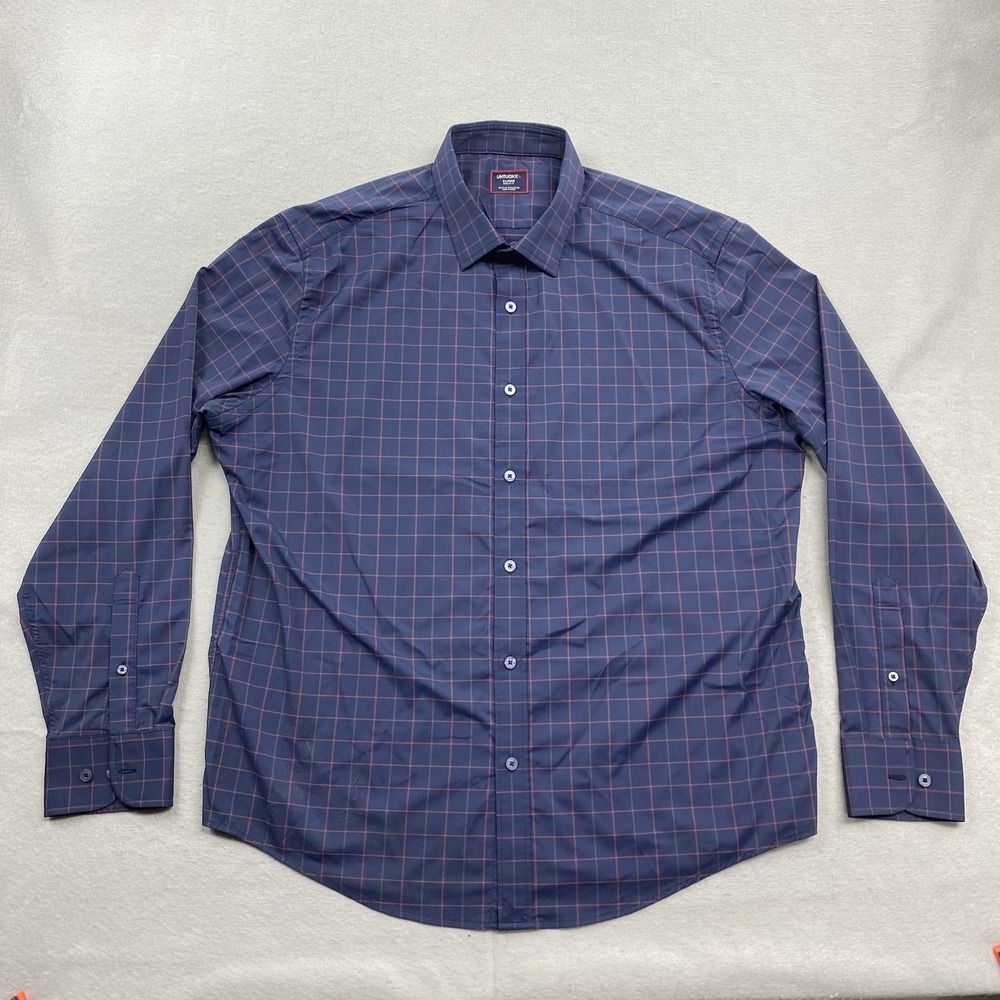 UNTUCKit Shirt Mens Extra Large Blue Altrugo Performance Button Up Nylon Stretch